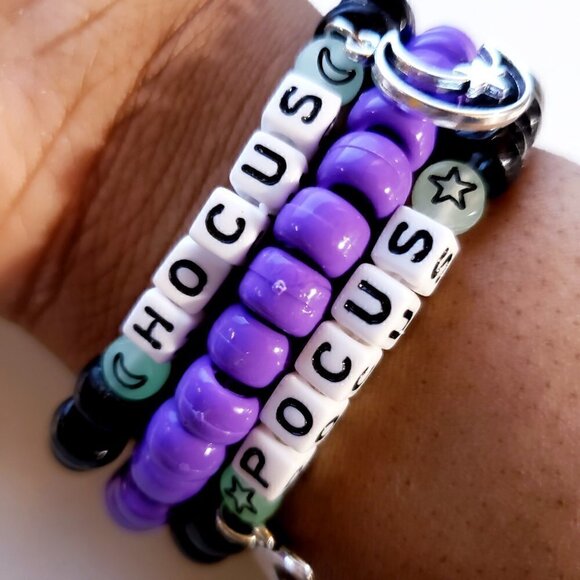 Handmade Halloween Hocus Pocus Glow in Dark Stacked Charm Kandi Bracelets - Picture 6 of 9